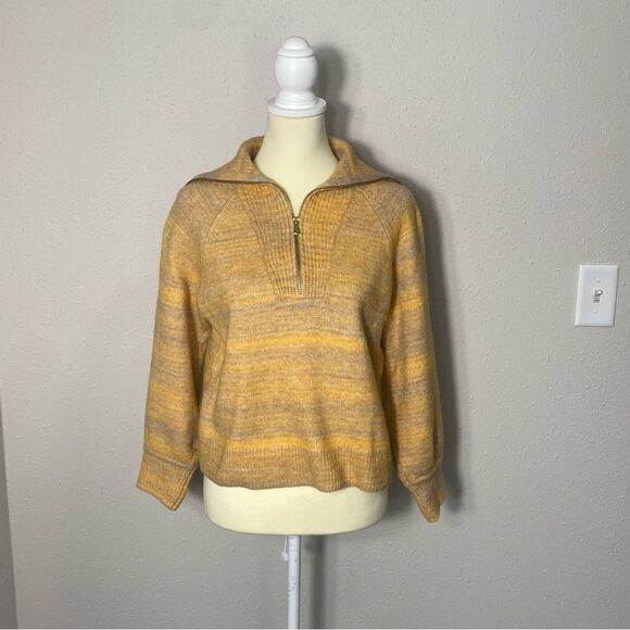 J.Crew Italian Space-Dyed 1/2 Zip Wool Cashmere Knit Sweater Womens Size Sml/Med - Picture 13 of 16